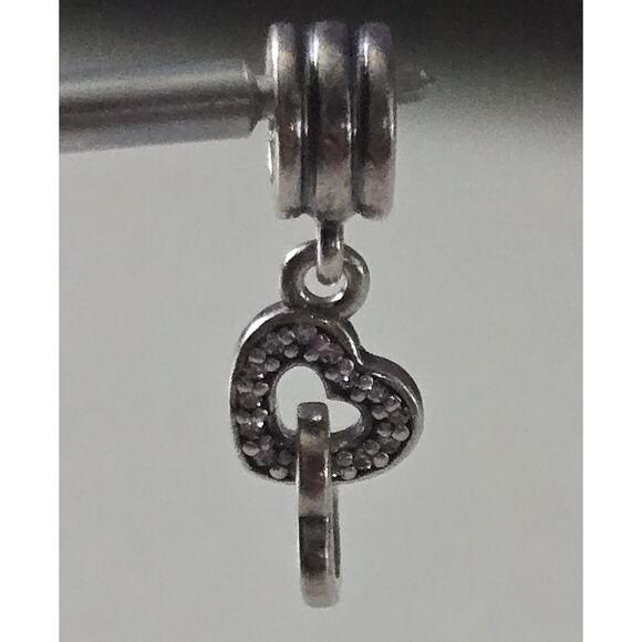 Pandora Interlocking Love Heart Sterling Silver Dangle Bead Charm 791242CZ - Picture 5 of 6